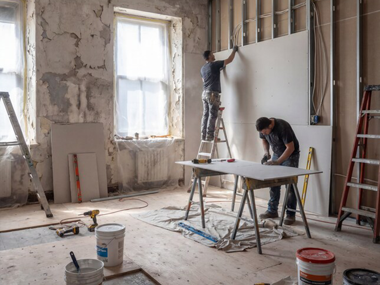 Bureaux pendant les travaux